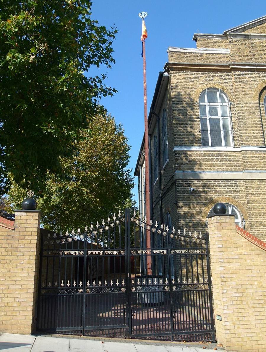 Nishan Sahib flagpole at a Gurdwara