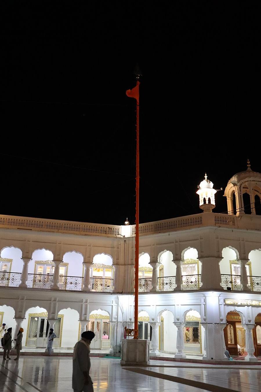 Close-up of a Nishan Sahib flag